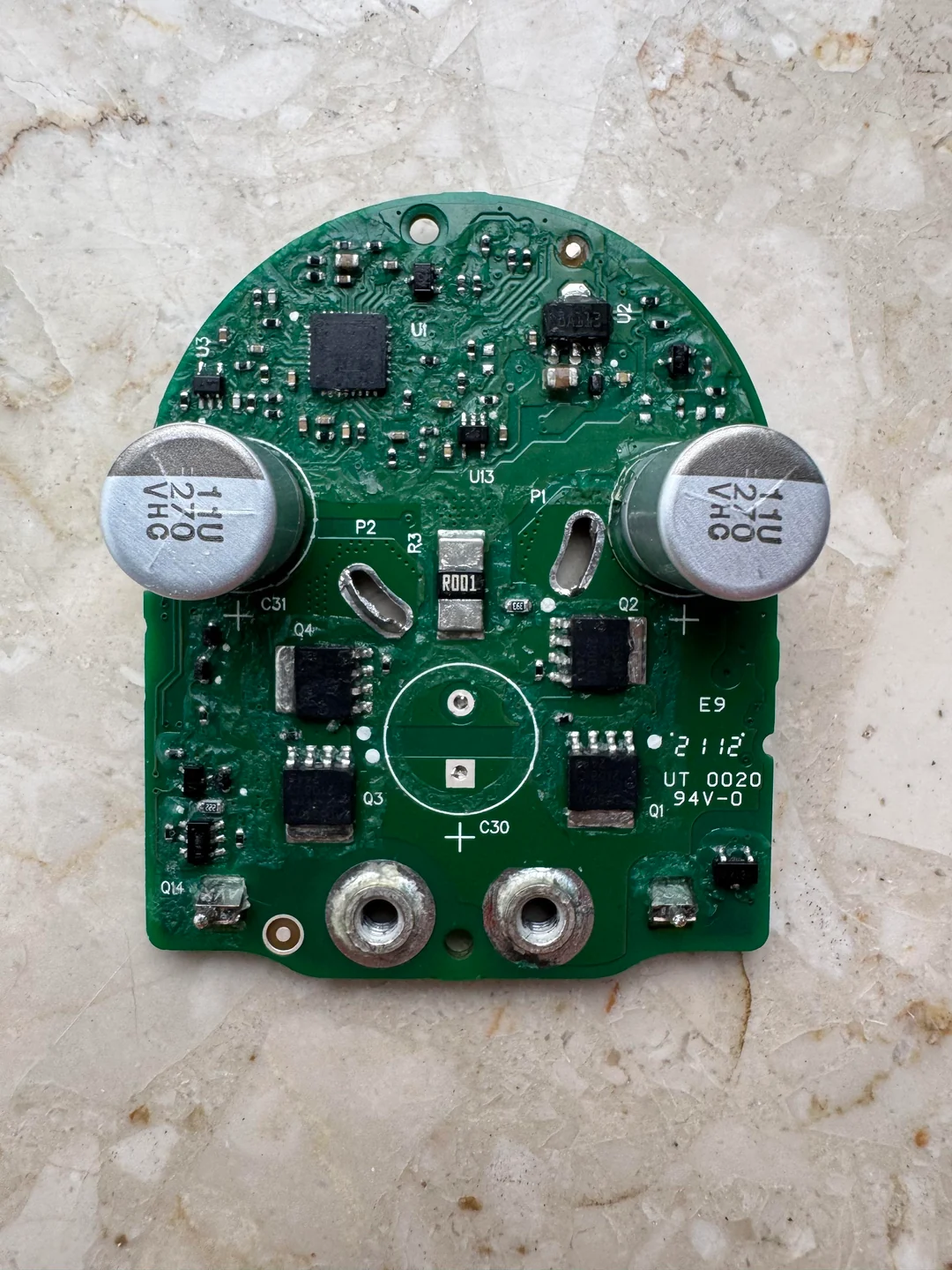 Dyson V15 control board (PCB) removed, showing the internal circuit board. Credit Alarmed-Analyst1165 on reddit.