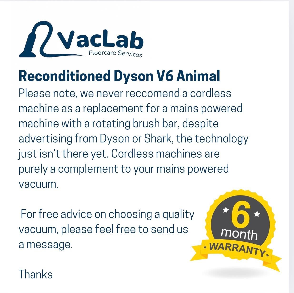 Dyson V6 Animal Cordless Vacuum Cleaner | New Battery & All Accessories Included thumbnail 7